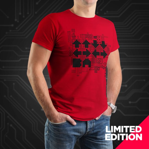 ↑↑↓↓←→←→BA (RED) T-Shirt Fashion