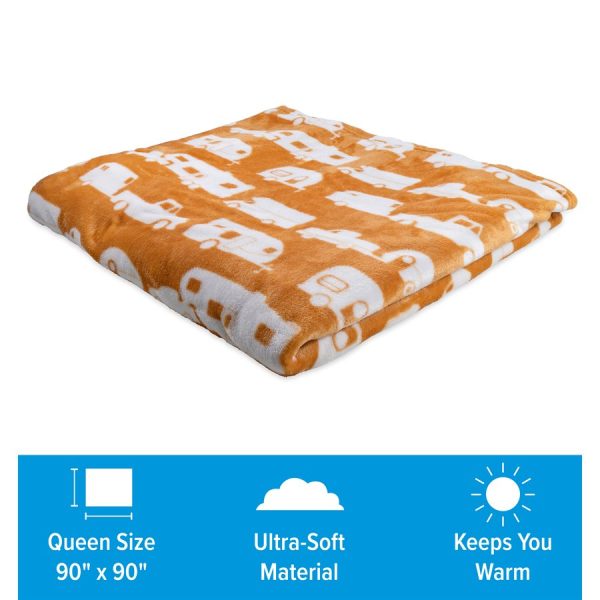 Large Autumn Gold Plush Fleece Blanket Fashion - Image 3