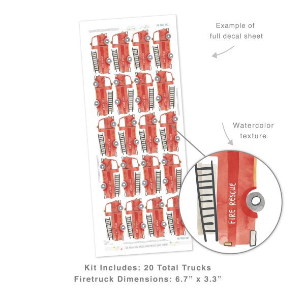 Fire Trucks Toss Wall Decal Set Supply - Image 3