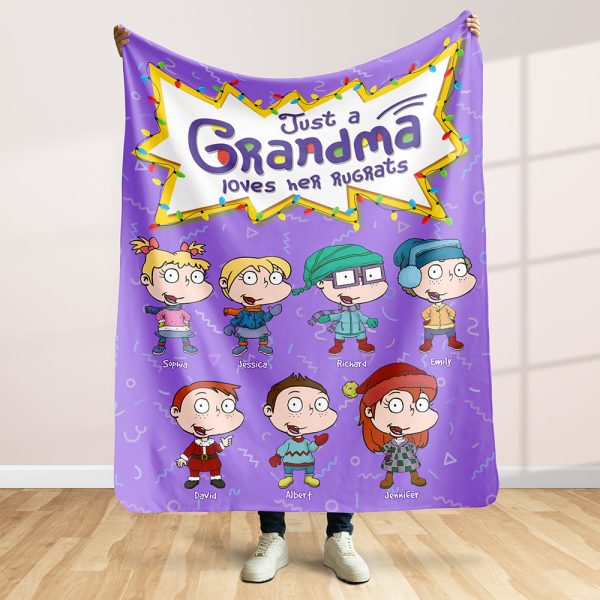 Personalized Gift for Grandma, Just A Grandma Loves Her Kids Blanket 03toqn151024hg Fashion - Image 4