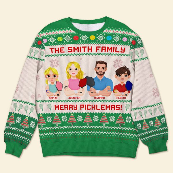 Personalized Christmas Gifts For Family Love Pickleball Ugly Sweater 01KAQN041024PA For Sale - Image 4