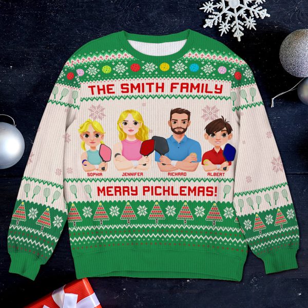 Personalized Christmas Gifts For Family Love Pickleball Ugly Sweater 01KAQN041024PA For Sale - Image 3