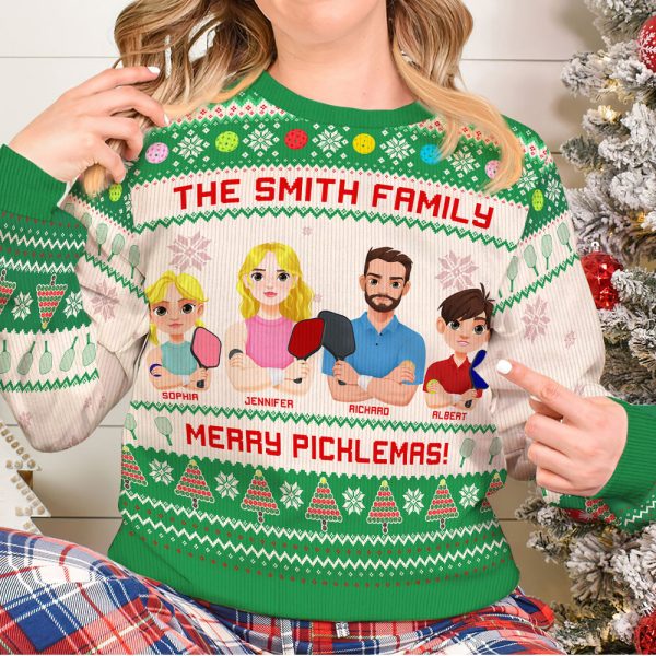 Personalized Christmas Gifts For Family Love Pickleball Ugly Sweater 01KAQN041024PA For Sale
