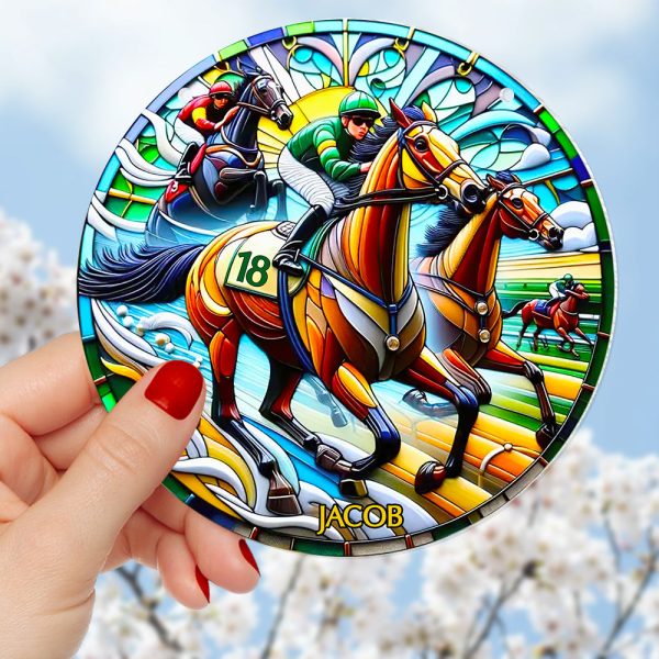 Personalized Gifts For Horse Riding Lovers, Horse Riding Suncatcher Ornament 04ACDT310824 Hot on Sale - Image 3