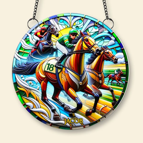 Personalized Gifts For Horse Riding Lovers, Horse Riding Suncatcher Ornament 04ACDT310824 Hot on Sale - Image 4