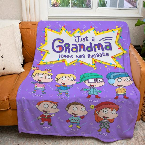 Personalized Gift for Grandma, Just A Grandma Loves Her Kids Blanket 03toqn151024hg Fashion - Image 2