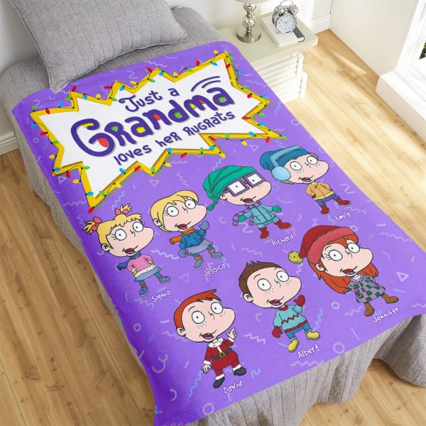 Personalized Gift for Grandma, Just A Grandma Loves Her Kids Blanket 03toqn151024hg Fashion - Image 3